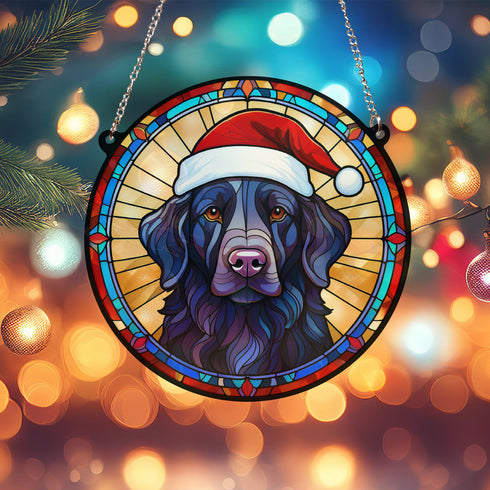 Flat Coated Retriever Christmas Suncatcher